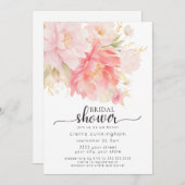 シックピンク牡丹フローラブライダルシャワー 招待状 (正面/裏面)
