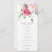 シックピンク赤面ブルゴーニュバラ結婚式 プログラム (正面)