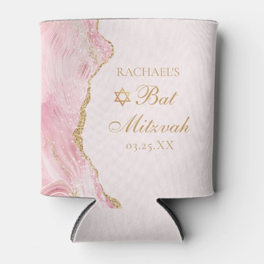 シックピンク金ゴールドアゲートカスタムバルミツワーパーティー 缶クーラー (正面)