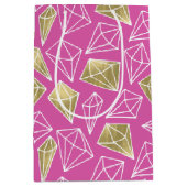 シックピンク金ゴールドダイヤモンド誕生日 ミディアムペーパーバッグ (正面)