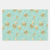 シックピンク金ゴールドダイヤモンド誕生日 ラッピングペーパーシート (正面3)