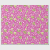 シックピンク金ゴールドダイヤモンド誕生日 ラッピングペーパー (フラット)