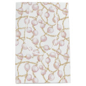 シックピンク金ゴールドパールブライダルシャワー ミディアムペーパーバッグ (正面)