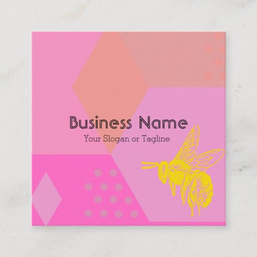 シックピンク金ゴールドビープロフェッショナル スクエア名刺 (正面)