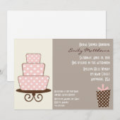 シックピンク&ブラウン招待状 招待状 (正面/裏面)