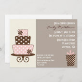 シックピンク&ブラウン招待状 招待状 (正面/裏面)