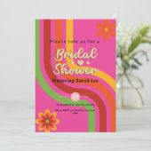 シックピンク&金ゴールドレトロヴィンテージグラムブライダルシャワー 招待状 (スタンド正面)