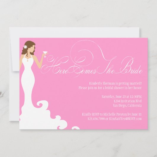 シックピン来クヒアザブライドシャワー招待状 招待状 (正面)