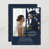 シックピークネイビーボウリニューアル招待状 招待状 (正面/裏面)