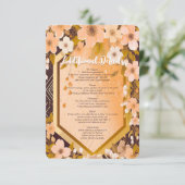 シックピーチフローラシャンパーニュブライダルシャワーパーティー エンクロージャーカード (スタンド正面)