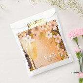 シックピーチフローラシャンパーニュブライダルシャワーパーティー フェイバーバッグ (封をした状態)