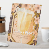 シックピーチフローラシャンパーニュブライダルシャワーパーティー 台座サイン (インサイチュ)