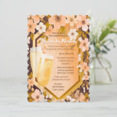 シックピーチフローラシャンパーニュブライダルシャワーパーティー 招待状 (スタンド正面)