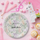 シックピーチ薄紫ラベンダーフローラブライダルシャワー ペーパープレート (パーティー)