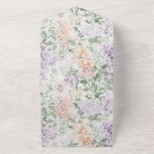 シックピーチ薄紫ラベンダーフローラ結婚ズ オールインワン招待状 (外側)