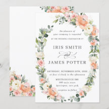 シックピーチ赤面アイボリーフローラリースリーフ結婚ィーズ