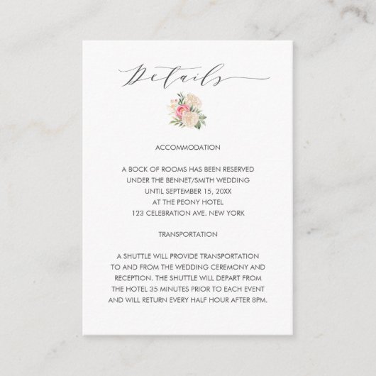 シックピーニー金ゴールド結婚タイポグラフィの詳細 エンクロージャーカード (正面)