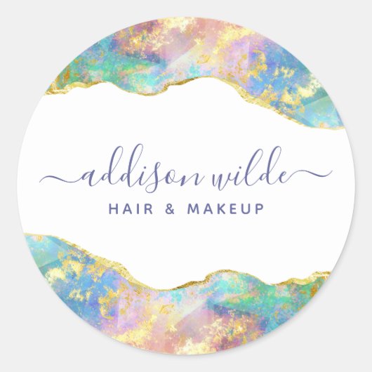 シックファイアオパールレインボージェムストーンビジネス ラウンドシール (正面)