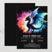 シックファイリードラゴン誕生日カスタム 招待状 (正面/裏面)
