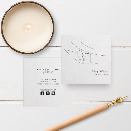 シックファッションブロガースタイリッシュ、ファッションモデル広場 スクエア名刺