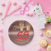 シックファブラスアット55誕生日コーラルグリッターパーティー ペーパープレート (パーティー)