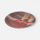 シックファブラスアット55誕生日コーラルグリッターパーティー ペーパープレート (アングル)