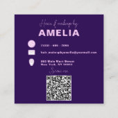 シックファンシーグラムパープルドリッ絵を描プヘアメイク スクエア名刺 (裏面)