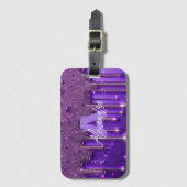 シックファンシーグラムパープルドリッ絵を描プ名モノグラム ラゲッジタグ (正面縦)