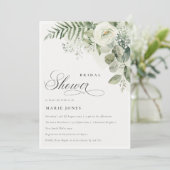 シックファーングリーンリーホワイトフローラブライダルシャワー 招待状 (スタンド正面)