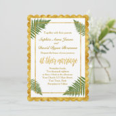 シックファーン離れズゴールドフォイル結婚式招待状 招待状 (スタンド正面)