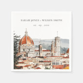 シックフィレンツェ大聖堂イタリアウォーター結婚カラーズ スタンダードカクテルナプキン (正面)