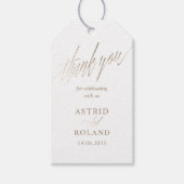 シックフェイクなメタリック金ゴールド書結婚跡 ギフトタグ (正面)