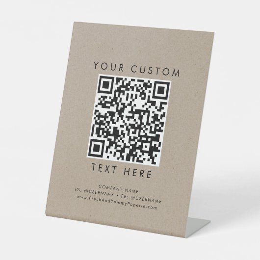 シックフェイククラフトビジネスま結婚たはのカスタムQRコード 台座サイン (正面)