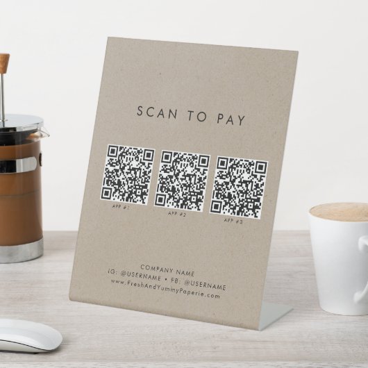 シックフェイククラフトビジネスQRコードスキャンして支払う 台座サイン (インサイチュ)