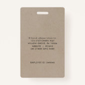 シックフェイククラフトフォトスモールビジネスまたは先生ID バッジ (裏面)