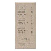 シックフェイククラフトロゴのビジネス価格表 ラックカード (裏面)