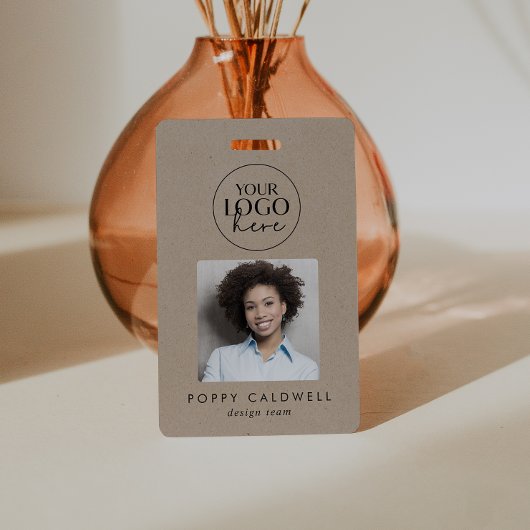 シックフェイククラフトロゴ写真QRコードビジネスID バッジ