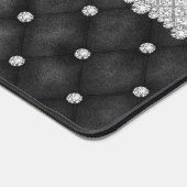 シックフェイククリスタルシルバーブラックダイヤモンドモノグラム デスクマット (コーナー)