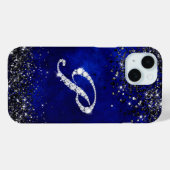 シックフェイククリスタルライン王室のストーン文字P青 Case-Mate iPhoneケース (裏面 (横))