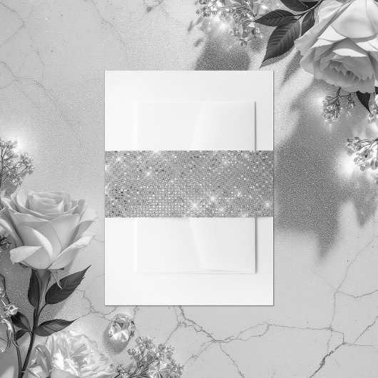 シックフェイクグリッターきらめくダイヤモンドブライダルシャワー 招待状ベリーバンド