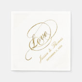 シックフェイクゴールドフォイルウェディングレセプションテンプレート スタンダードカクテルナプキン (正面)