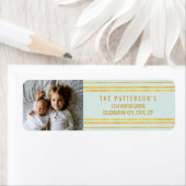 シックフェイクゴールドフォイルストライプズLight Blue写真 ラベル (インサイチュ)