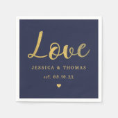 シックフェイクゴールドフォイルタイポグラフィスクリプトラヴ結婚ズ スタンダードカクテルナプキン (正面)