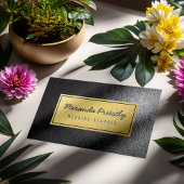 シックフェイクゴールドフォイルブラックレザーテクスチャ 名刺