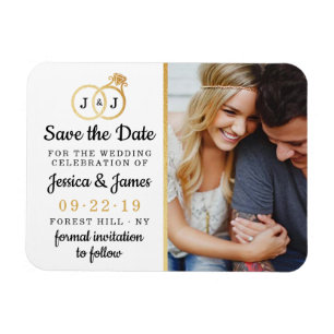 シックフェイクゴールドフォイルモノグラム結婚ズリングや輪 マグネット