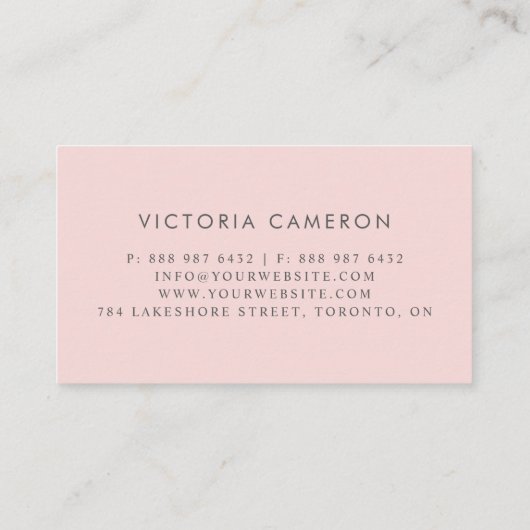 シックフェイクゴールドフォイル大理石ピンクフェミニンビジネス 名刺 (裏面)
