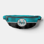 シックフェイクシルバーグリッターターコイズブラックモノグラム ファニーパック (レイダウン)