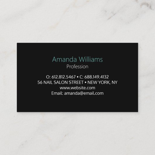 シックフェイクシルバーグリッターターコイズブラックモノグラム 名刺 (裏面)