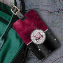 シックフェイクシルバーグリッターブルガンディブラックモノグラム