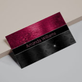 シックフェイクシルバーグリッターブルガンディブラックモノグラム 名刺